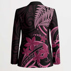 Aotearoa Maori Blazer Pink Fern Ribbons on Black - Aussie Hoodie