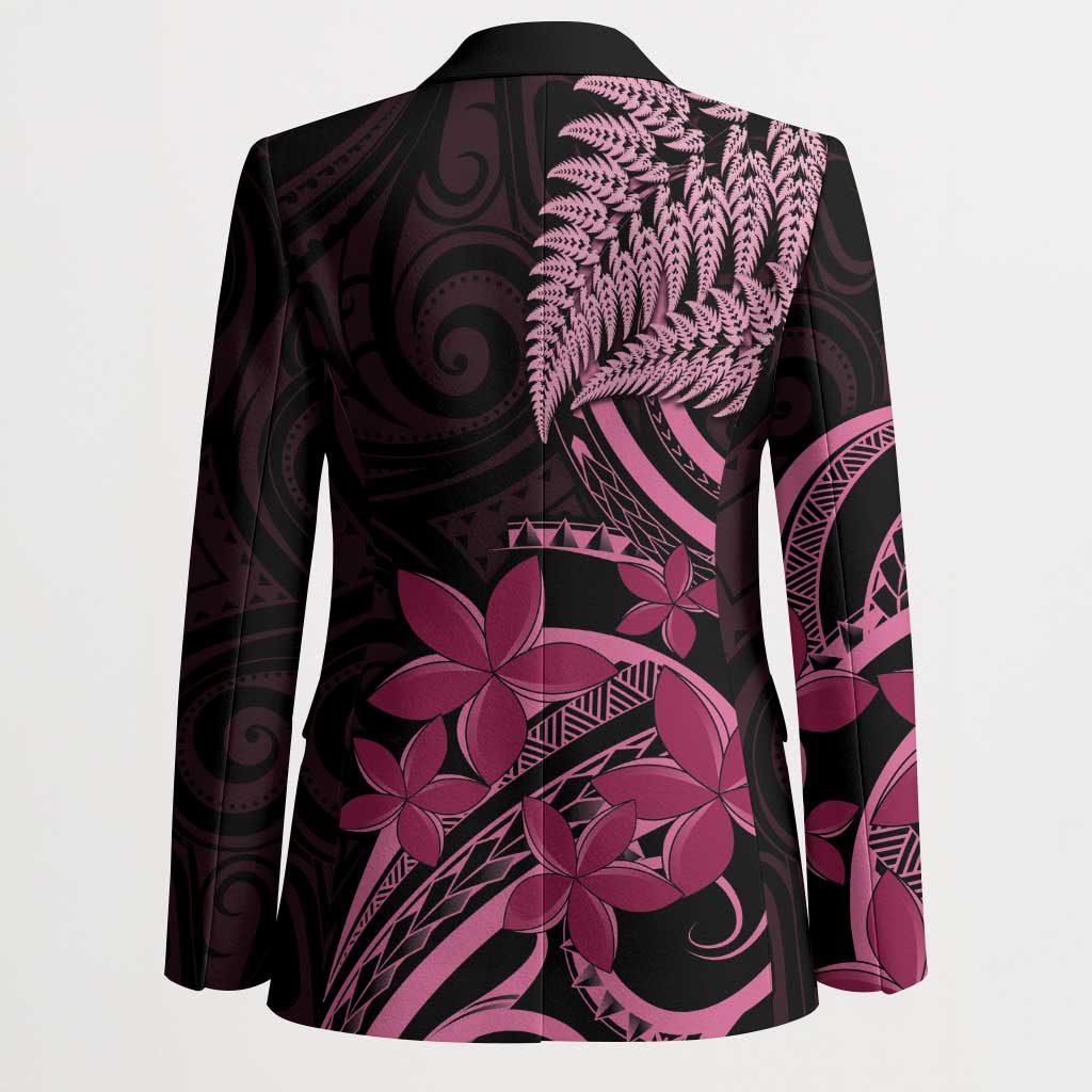 Aotearoa Maori Blazer Pink Fern Ribbons on Black - Aussie Hoodie