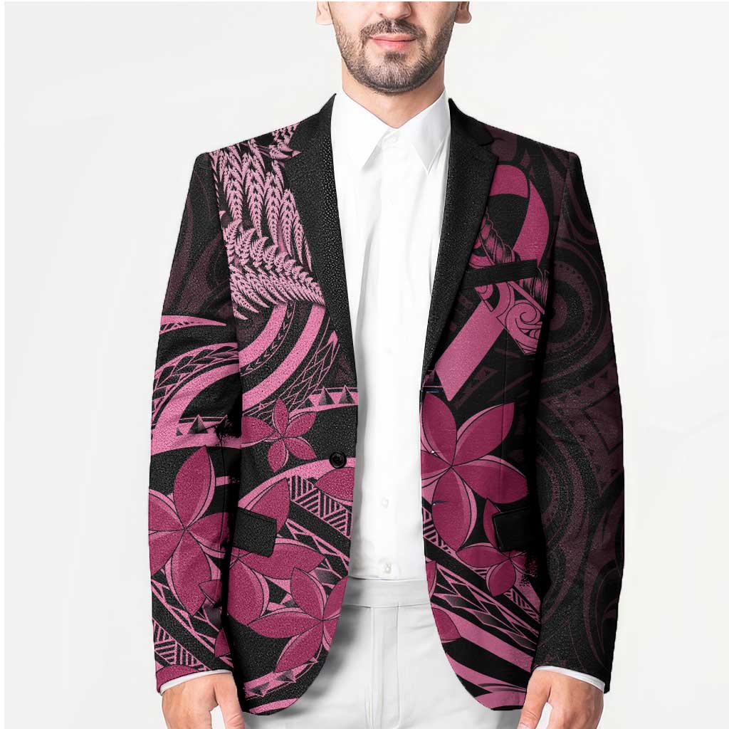 Aotearoa Maori Blazer Pink Fern Ribbons on Black - Aussie Hoodie