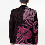 Aotearoa Maori Blazer Pink Fern Ribbons on Black - Aussie Hoodie