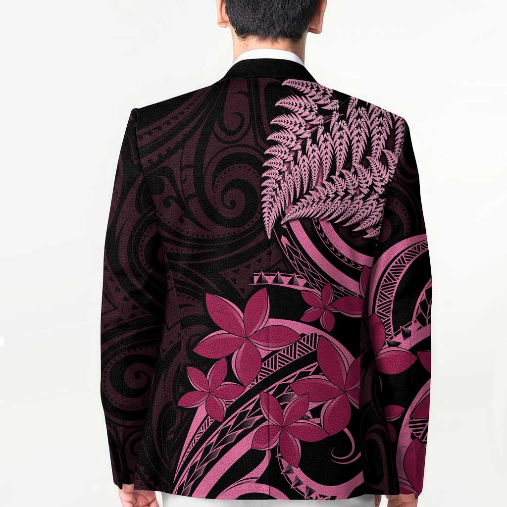 Aotearoa Maori Blazer Pink Fern Ribbons on Black - Aussie Hoodie