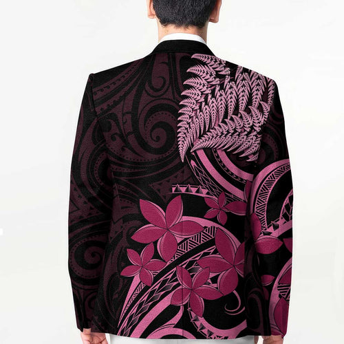 Aotearoa Maori Blazer Pink Fern Ribbons on Black - Aussie Hoodie