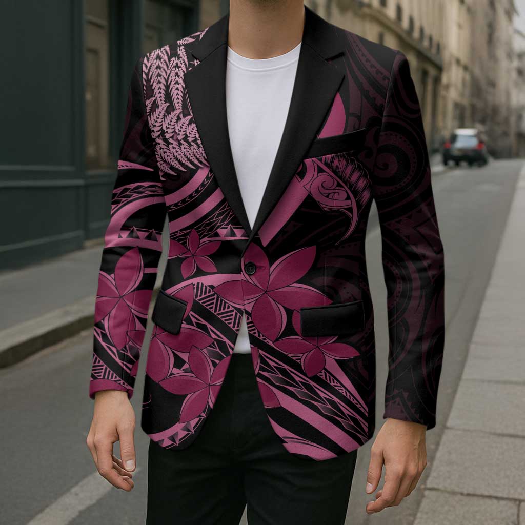 Aotearoa Maori Blazer Pink Fern Ribbons on Black - Aussie Hoodie