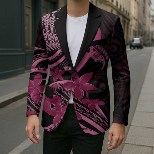 Aotearoa Maori Blazer Pink Fern Ribbons on Black - Aussie Hoodie