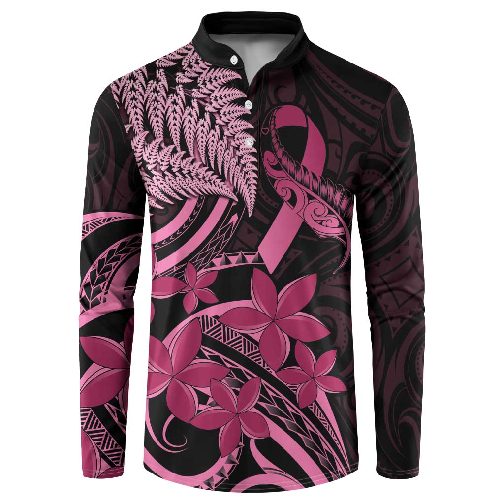 Aotearoa Maori Button Sweatshirt Pink Fern Ribbons on Black - Aussie Hoodie