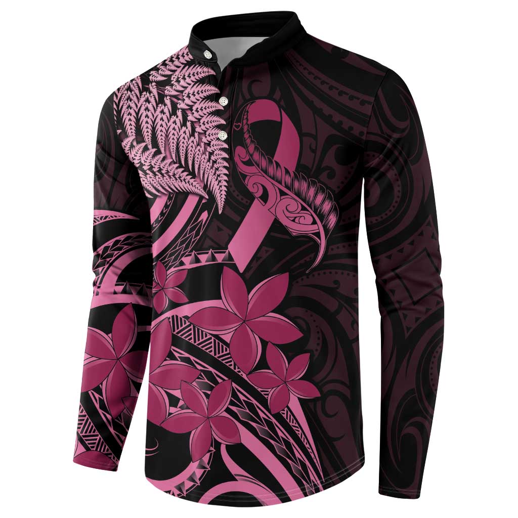 Aotearoa Maori Button Sweatshirt Pink Fern Ribbons on Black - Aussie Hoodie