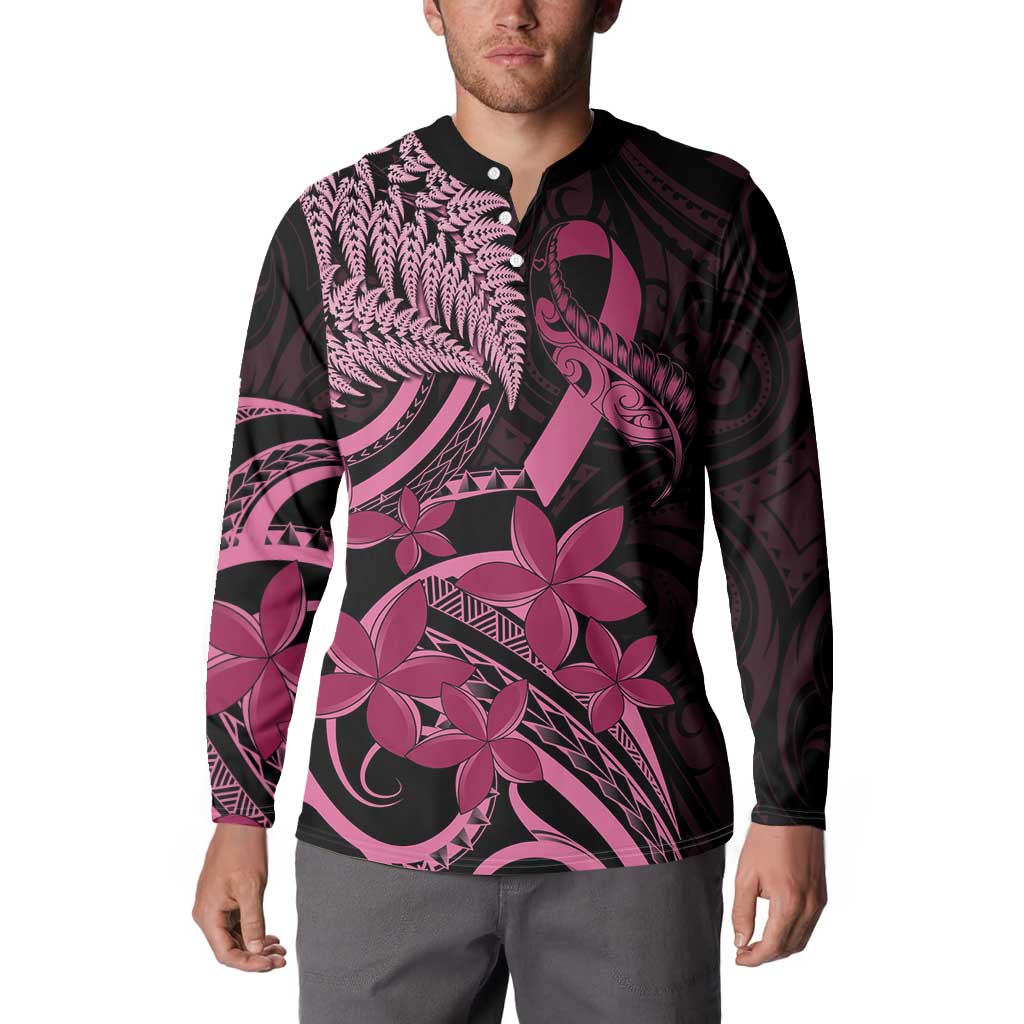 Aotearoa Maori Button Sweatshirt Pink Fern Ribbons on Black - Aussie Hoodie