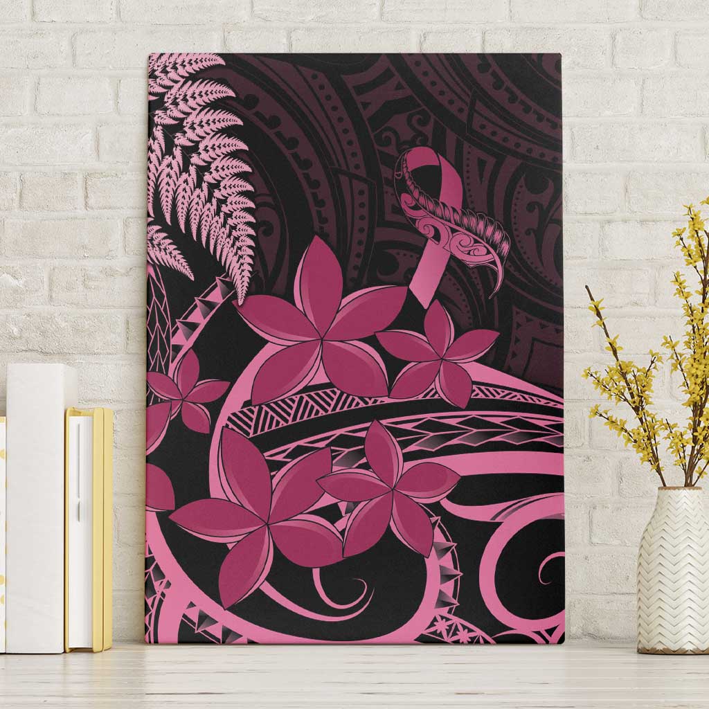 Aotearoa Maori Canvas Wall Art Pink Fern Ribbons on Black - Aussie Hoodie