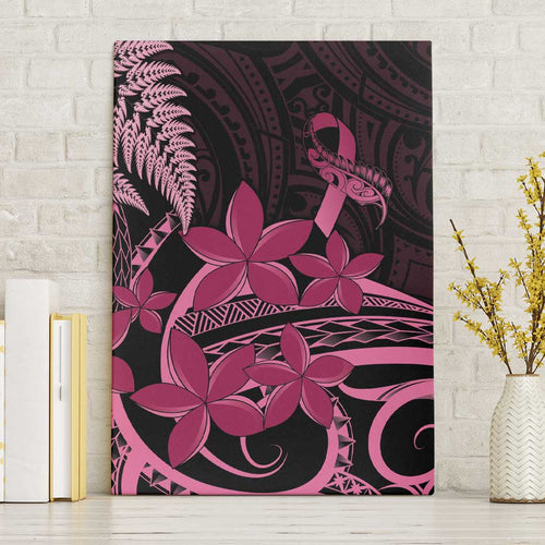Aotearoa Maori Canvas Wall Art Pink Fern Ribbons on Black - Aussie Hoodie