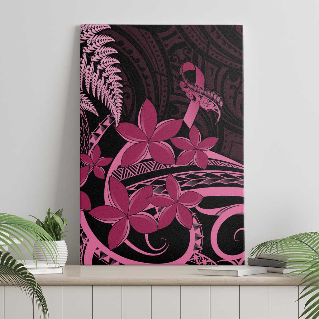 Aotearoa Maori Canvas Wall Art Pink Fern Ribbons on Black - Aussie Hoodie