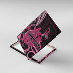 Aotearoa Maori Canvas Wall Art Pink Fern Ribbons on Black - Aussie Hoodie