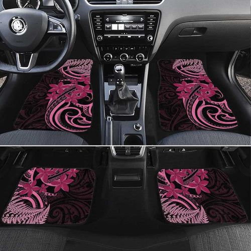 Aotearoa Maori Car Mats Pink Fern Ribbons on Black - Aussie Hoodie