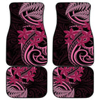 Aotearoa Maori Car Mats Pink Fern Ribbons on Black - Aussie Hoodie