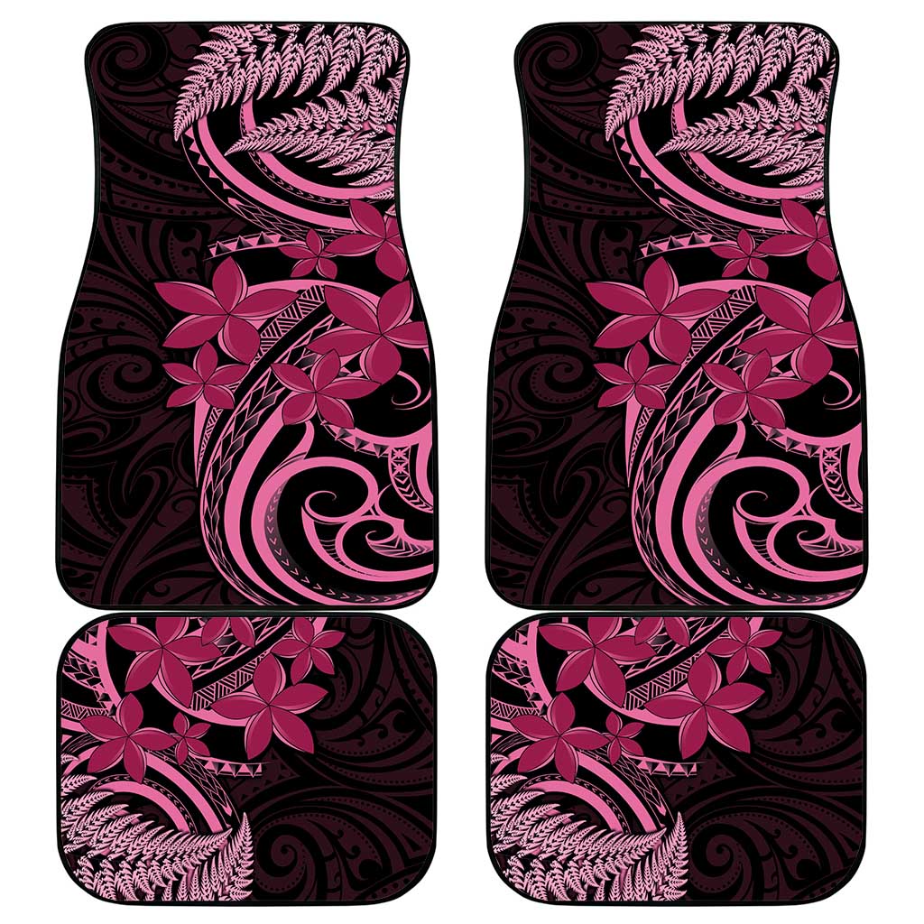 Aotearoa Maori Car Mats Pink Fern Ribbons on Black - Aussie Hoodie