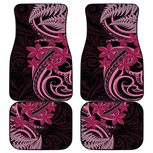 Aotearoa Maori Car Mats Pink Fern Ribbons on Black - Aussie Hoodie