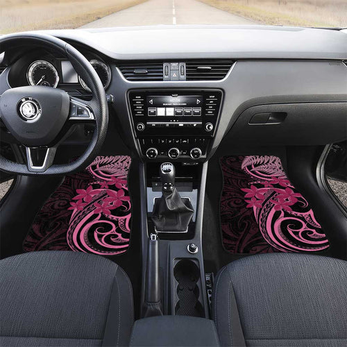 Aotearoa Maori Car Mats Pink Fern Ribbons on Black - Aussie Hoodie