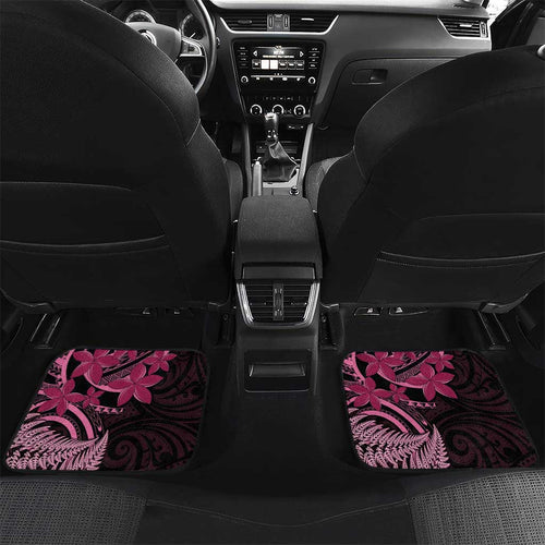 Aotearoa Maori Car Mats Pink Fern Ribbons on Black - Aussie Hoodie