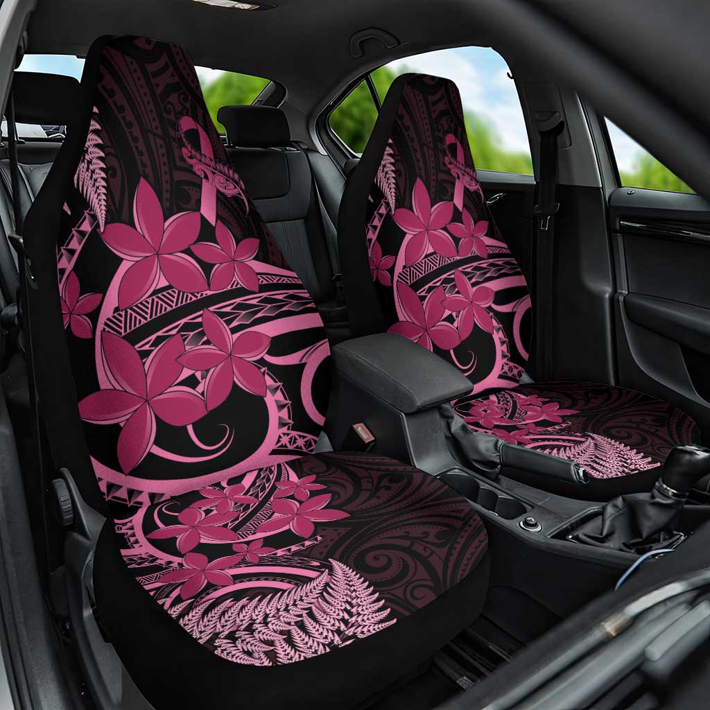 Aotearoa Maori Car Seat Cover Pink Fern Ribbons on Black - Aussie Hoodie