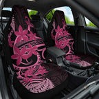 Aotearoa Maori Car Seat Cover Pink Fern Ribbons on Black - Aussie Hoodie