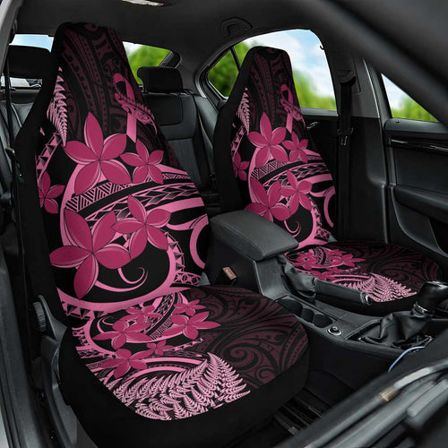 Aotearoa Maori Car Seat Cover Pink Fern Ribbons on Black - Aussie Hoodie