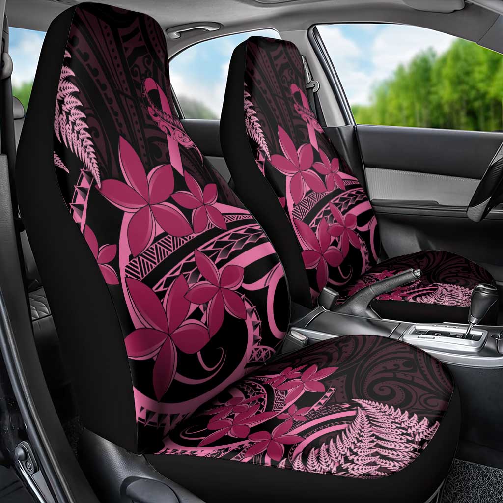 Aotearoa Maori Car Seat Cover Pink Fern Ribbons on Black - Aussie Hoodie