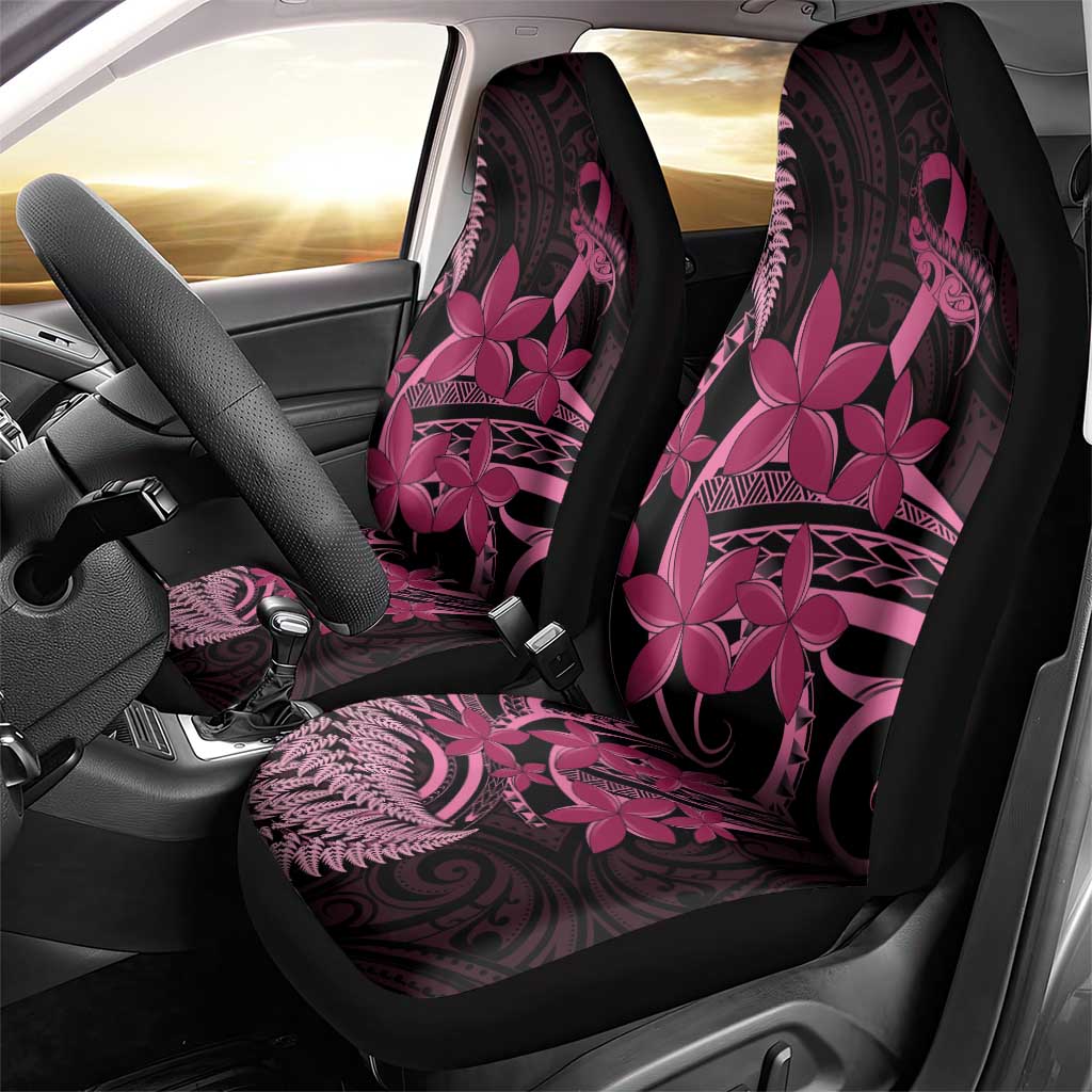 Aotearoa Maori Car Seat Cover Pink Fern Ribbons on Black - Aussie Hoodie