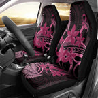 Aotearoa Maori Car Seat Cover Pink Fern Ribbons on Black - Aussie Hoodie