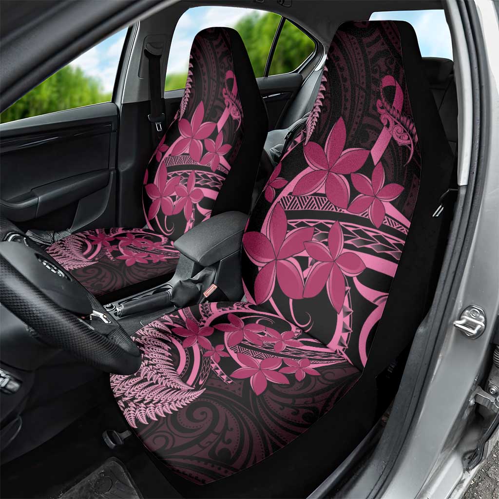 Aotearoa Maori Car Seat Cover Pink Fern Ribbons on Black - Aussie Hoodie