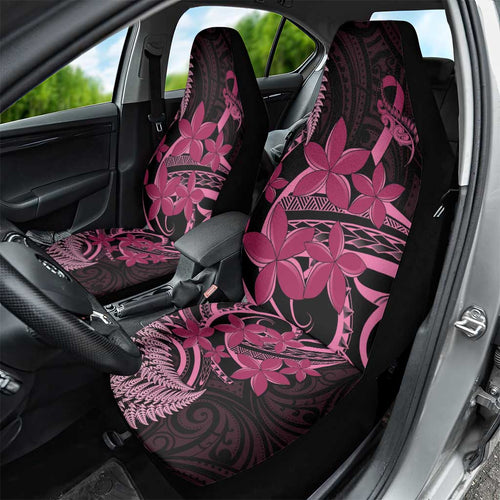 Aotearoa Maori Car Seat Cover Pink Fern Ribbons on Black - Aussie Hoodie