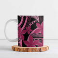 Aotearoa Maori Ceramic Mug Pink Fern Ribbons on Black - Aussie Hoodie
