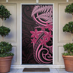 Aotearoa Maori Door Cover Pink Fern Ribbons on Black - Aussie Hoodie