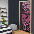Aotearoa Maori Door Cover Pink Fern Ribbons on Black - Aussie Hoodie