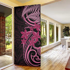 Aotearoa Maori Door Cover Pink Fern Ribbons on Black - Aussie Hoodie