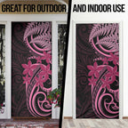 Aotearoa Maori Door Cover Pink Fern Ribbons on Black - Aussie Hoodie