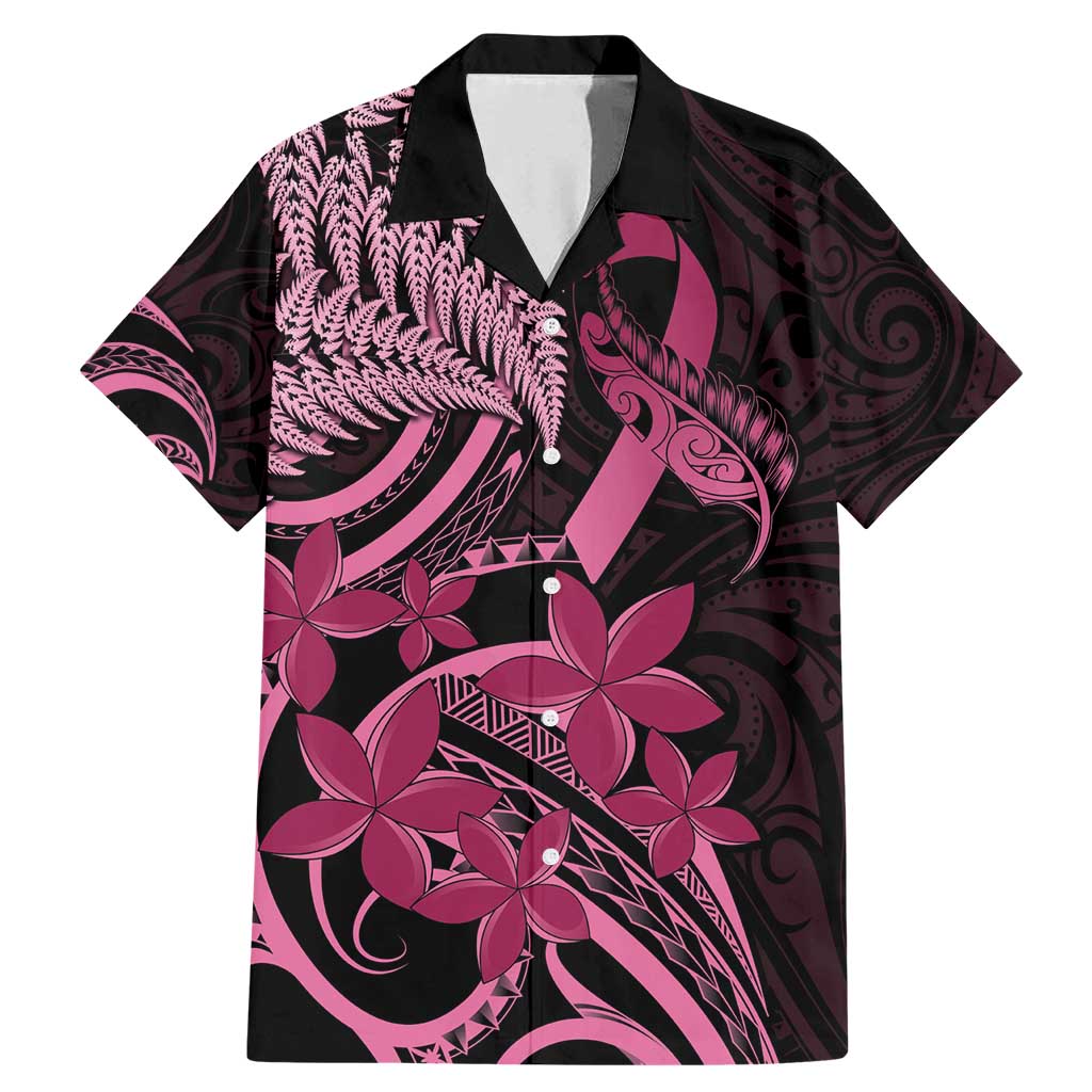 Aotearoa Maori Family Matching Mermaid Dress and Hawaiian Shirt Pink Fern Ribbons on Black - Aussie Hoodie