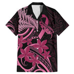 Aotearoa Maori Family Matching Mermaid Dress and Hawaiian Shirt Pink Fern Ribbons on Black - Aussie Hoodie