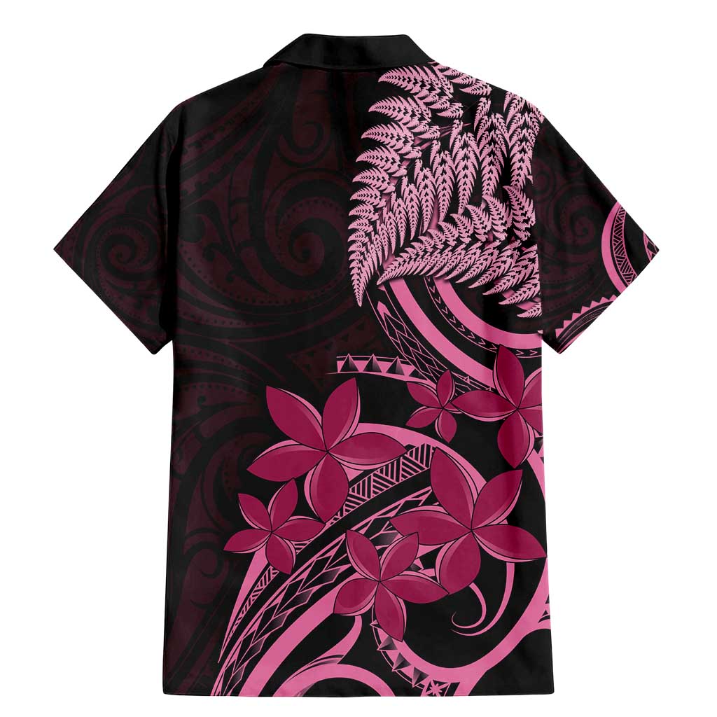 Aotearoa Maori Family Matching Mermaid Dress and Hawaiian Shirt Pink Fern Ribbons on Black - Aussie Hoodie