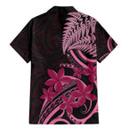 Aotearoa Maori Family Matching Mermaid Dress and Hawaiian Shirt Pink Fern Ribbons on Black - Aussie Hoodie