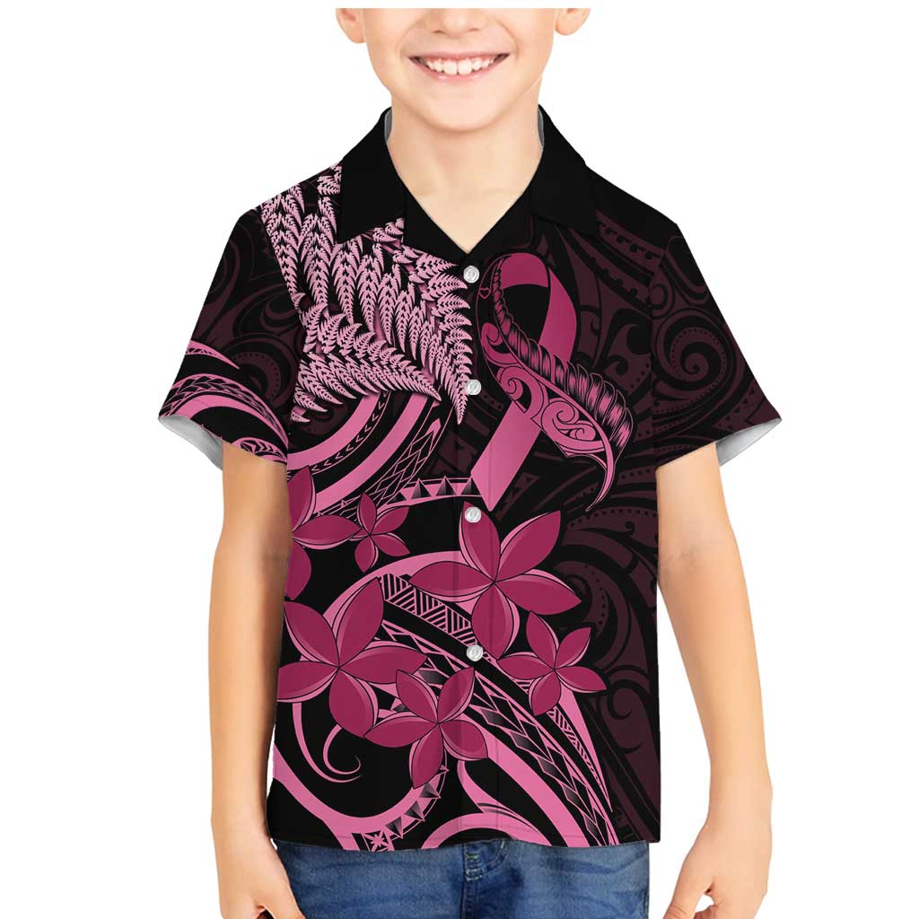 Aotearoa Maori Family Matching Mermaid Dress and Hawaiian Shirt Pink Fern Ribbons on Black - Aussie Hoodie