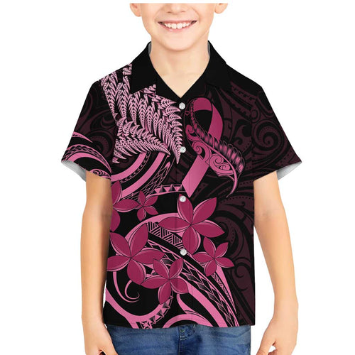 Aotearoa Maori Family Matching Mermaid Dress and Hawaiian Shirt Pink Fern Ribbons on Black - Aussie Hoodie