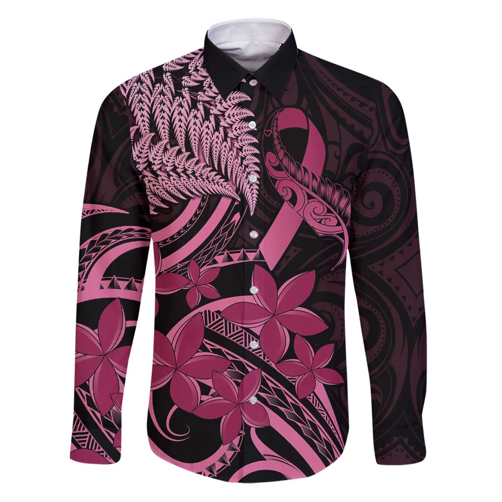 Aotearoa Maori Family Matching Puletasi and Hawaiian Shirt Pink Fern Ribbons on Black - Aussie Hoodie