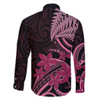 Aotearoa Maori Family Matching Puletasi and Hawaiian Shirt Pink Fern Ribbons on Black - Aussie Hoodie