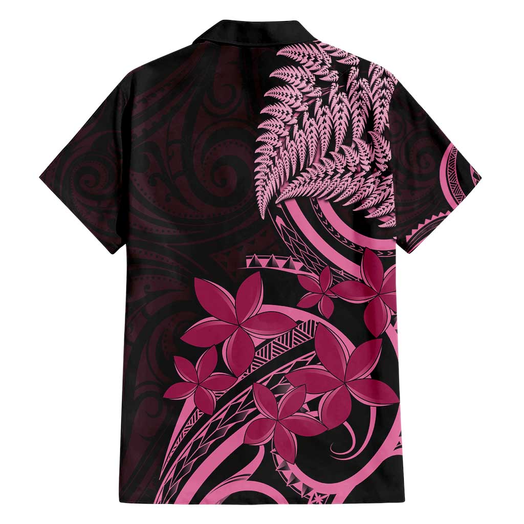 Aotearoa Maori Family Matching Short Sleeve Bodycon Dress and Hawaiian Shirt Pink Fern Ribbons on Black - Aussie Hoodie
