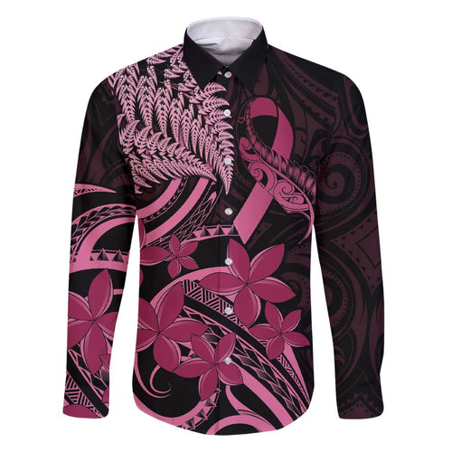 Aotearoa Maori Family Matching Short Sleeve Bodycon Dress and Hawaiian Shirt Pink Fern Ribbons on Black - Aussie Hoodie