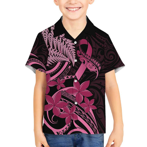Aotearoa Maori Family Matching Summer Maxi Dress and Hawaiian Shirt Pink Fern Ribbons on Black - Aussie Hoodie