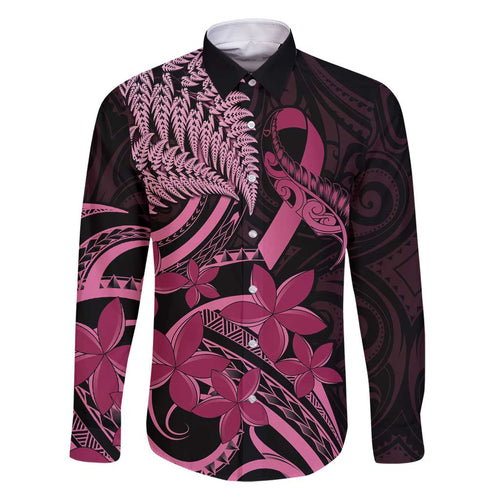 Aotearoa Maori Family Matching Tank Maxi Dress and Hawaiian Shirt Pink Fern Ribbons on Black - Aussie Hoodie