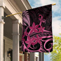 Aotearoa Maori Garden Flag Pink Fern Ribbons on Black - Aussie Hoodie