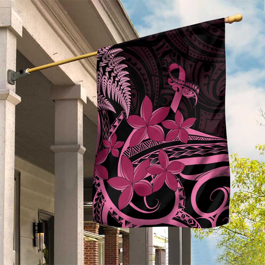 Aotearoa Maori Garden Flag Pink Fern Ribbons on Black - Aussie Hoodie