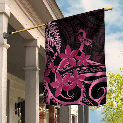 Aotearoa Maori Garden Flag Pink Fern Ribbons on Black - Aussie Hoodie
