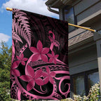 Aotearoa Maori Garden Flag Pink Fern Ribbons on Black - Aussie Hoodie